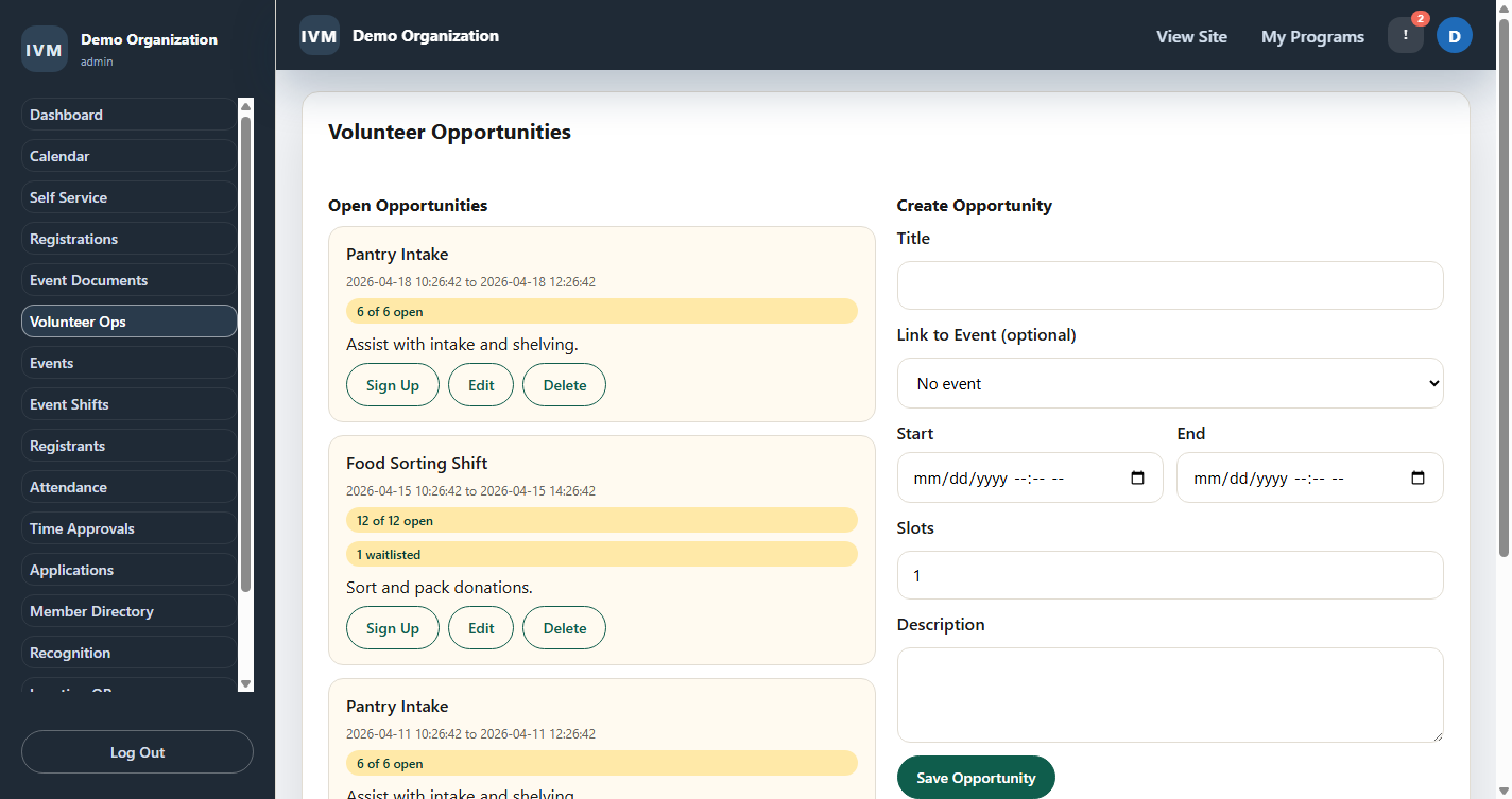 IVM volunteer operations module